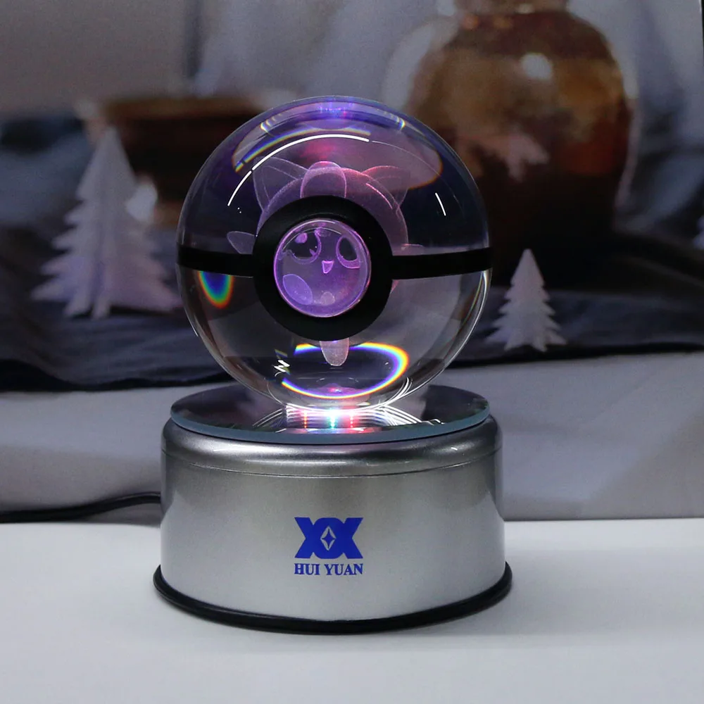 Jigglypuff 3d Хрустальный шар лампы Pokemon Go настольные украшения Стекло мяч ночь с подсветкой Красочные Повернуть База Хуэй Юань Марка