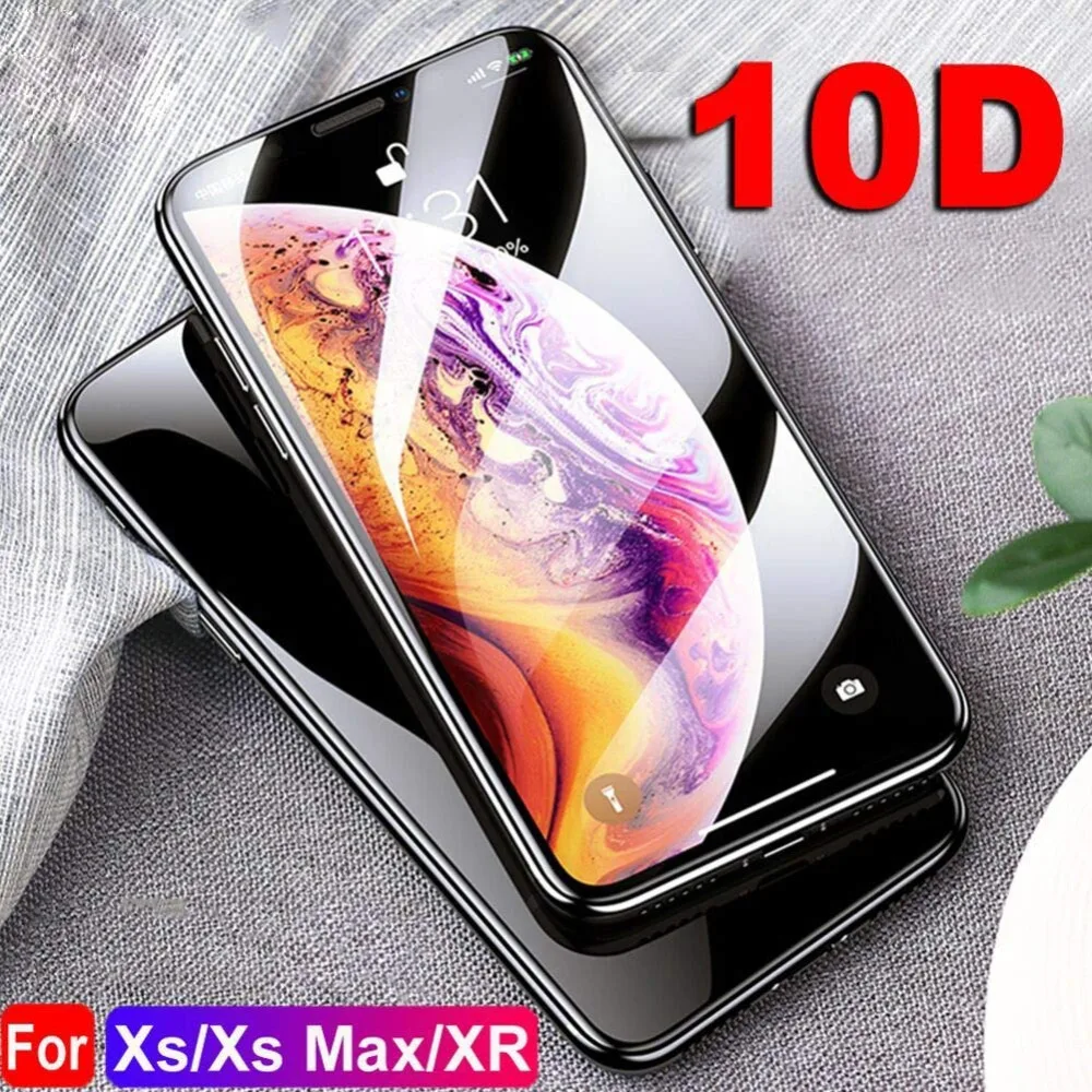 Закаленное стекло Ascromy 10D для Apple iPhone X XS Max XR 8 Plus 7 6 6s plus защита экрана полная