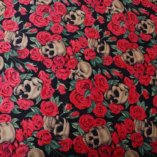 100х14 0 см/39 &quotx 55&quot Роза череп эластичный Поплин Ткань|sewing cloth|fabric diypoplin fabric |