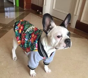 Модные с цветочным принтом собака щенок кошка толстовки куртки маленький щенок собака одежда костюмы Повседневное качество собак Одежда