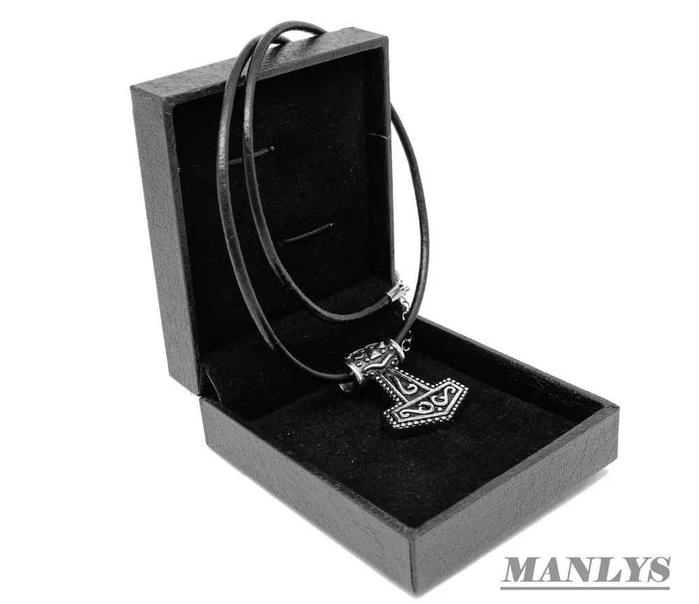 Кулон Молот Тора из нержавеющей стали скандинавского мифа + кожаное ожерелье