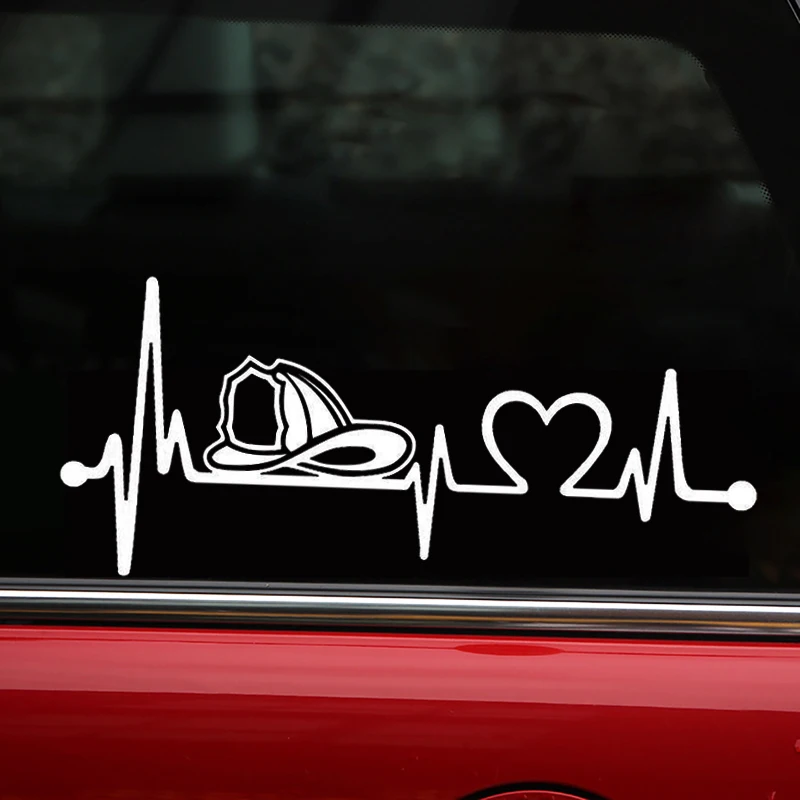 Пожарный шлем Heartbeat Lifeline автомобиля Стикеры винил творчески мотоцикл стайлинга