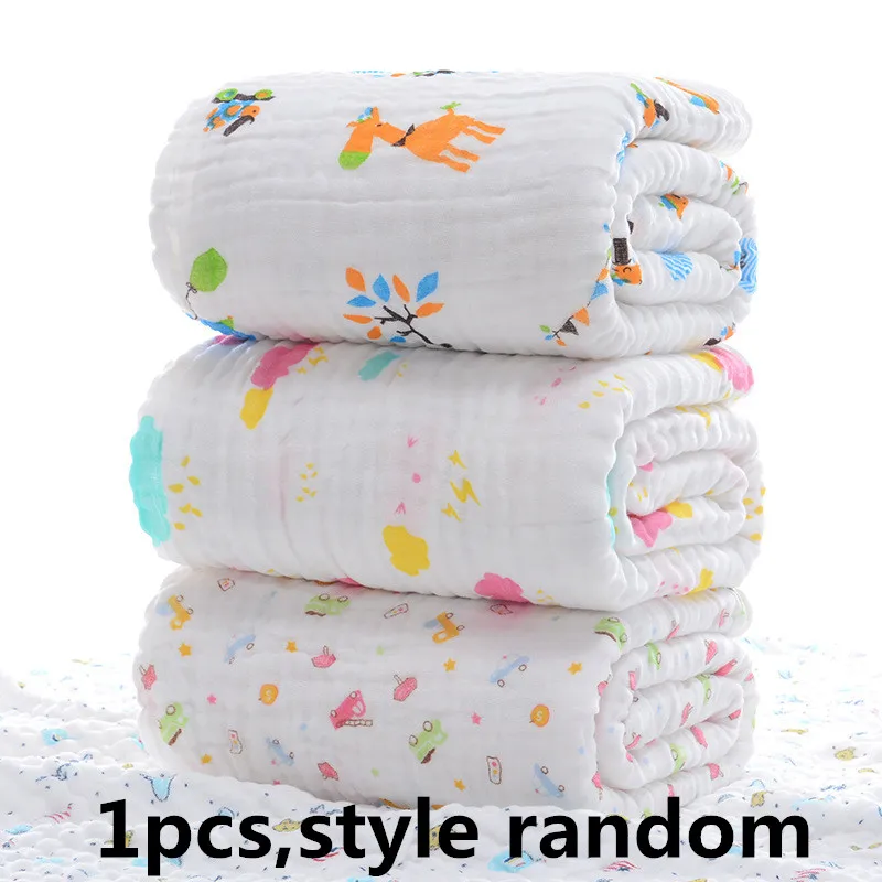 1 pcs style random 105*105 см, 6 слоев, хлопок, Марлевое одеяло для новорожденных, детское банное полотенце, детское спальное одеяло, одеяло для новорожденных - Цвет: 1 pcs style random