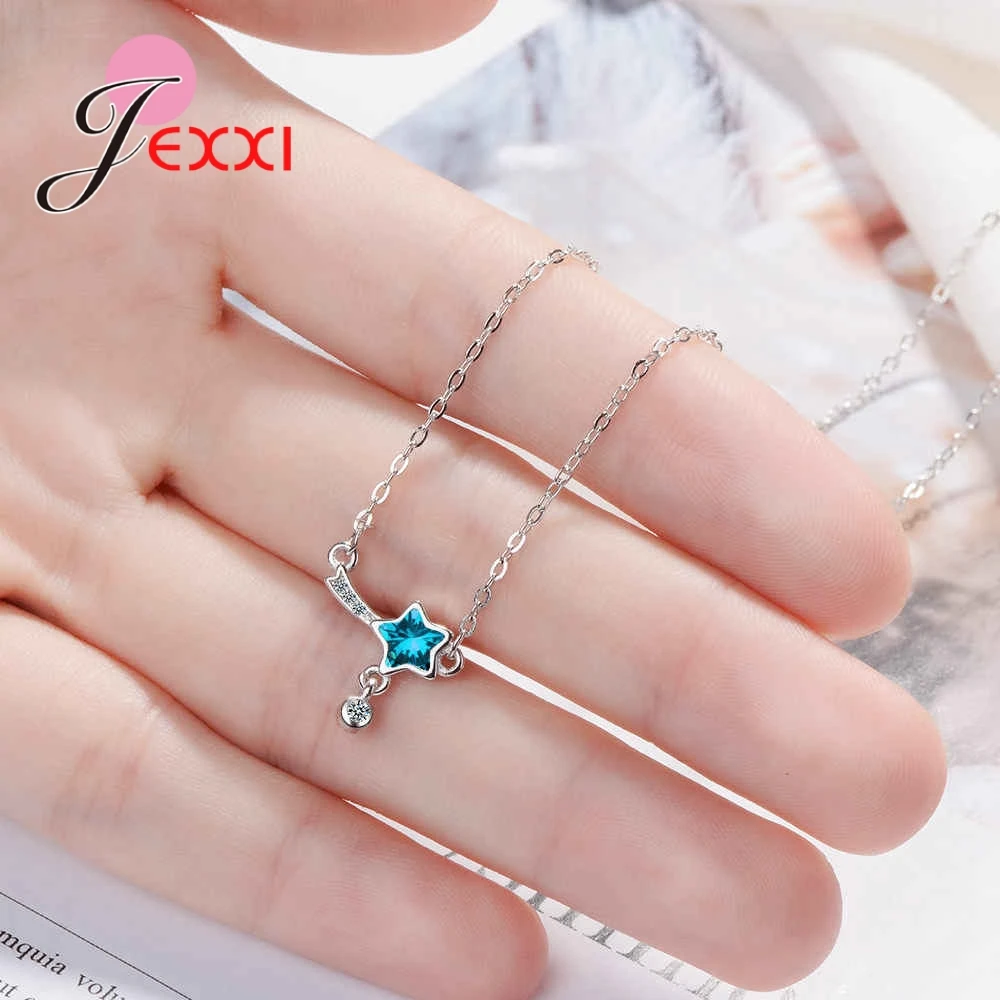 New Latest Star Stamp Shape Becklace For Women Girl Shiny AAA Cubic Zirconia 925 Sterling Silver Jewelry Promotion Wholesale | Украшения и