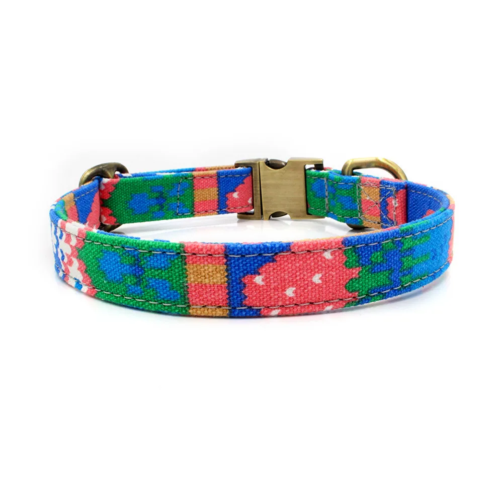Dog Collar Lettering Pet Collar Bohemian Buckle retro Dog Cat Collar Pet Supplies accessories Cloth+Metal dropshipping Z620