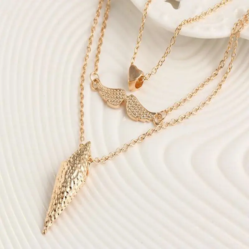 Tide Любовь Усы ожерелье Темперамент Многослойные металла высокого класса моды