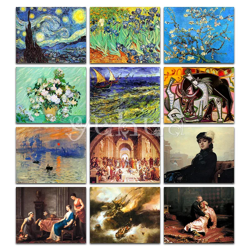 Полная квадратная Алмазная вышивка Мона Лиза знаменитая круглая мозаика Ван Гог