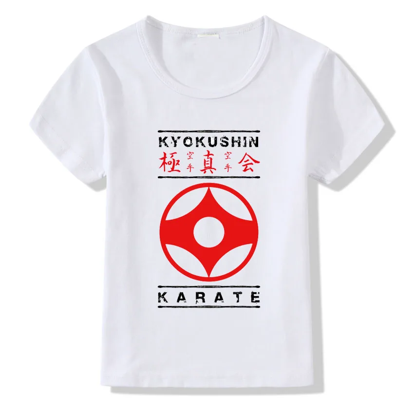 Детская модная футболка с принтом каратэ Kyokushin забавная футболка с рисунком суши каратэ летние футболки для девочек и мальчиков