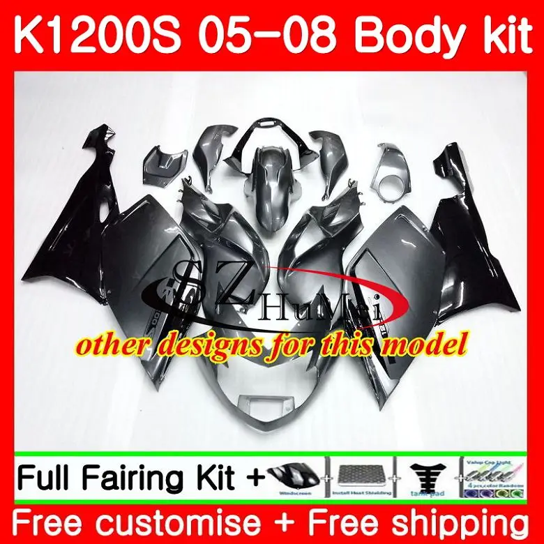 Корпус для BMW K1200 S 05 10 K1200S 06 07 08 09 глянцевый черный 92SH3 Φ K 1200 2005 2006 2007 2008 2009 2010