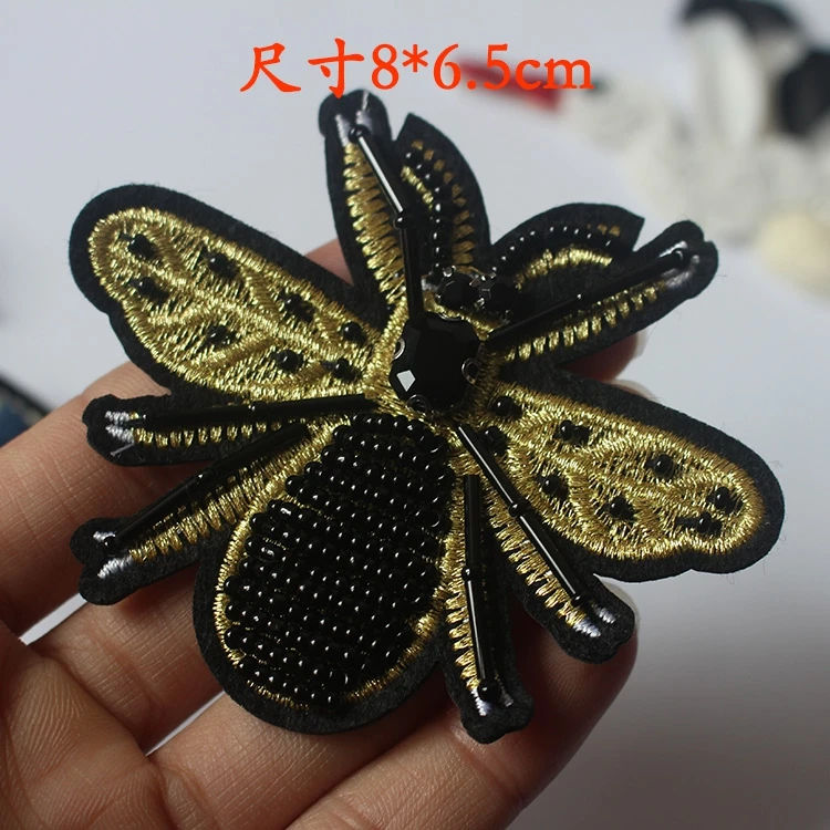 Большие размеры пчела 5 шт./лот бисером патчи аппликация для Одежда Ткань шитья