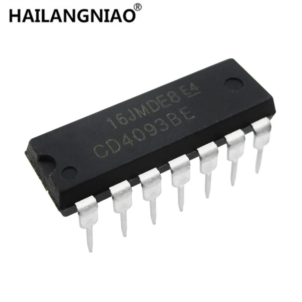 

100 шт./лот Новый CD4093BE CD4093 DIP-14 CMOS QUAD 2-вход NAND SCHMITT триггеры