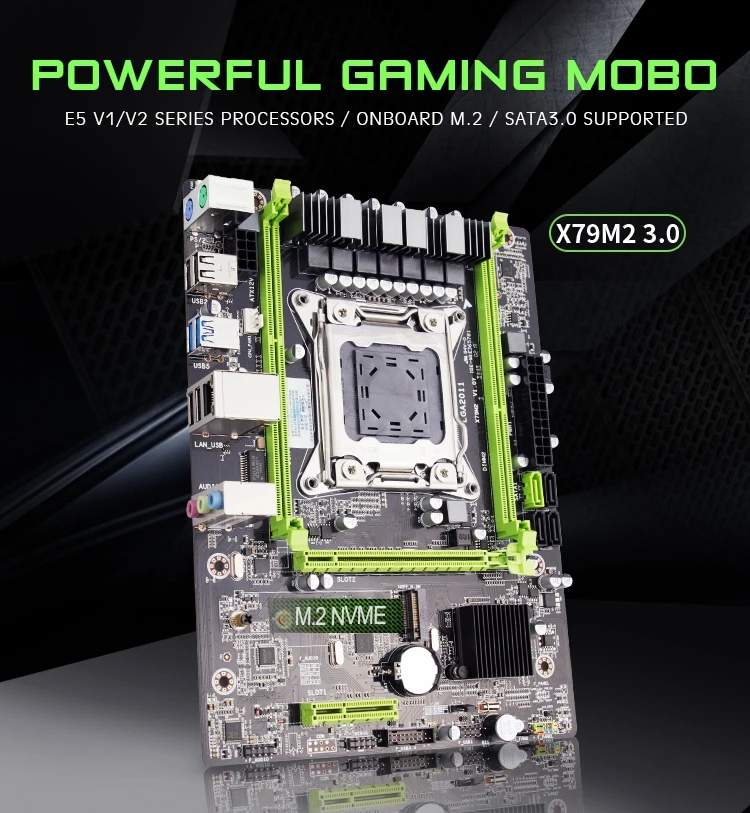 Kllisre X79 M3 материнская плата LGA2011 ATX USB3.0 SATA3 PCI-E NVME M.2 SSD поддержка памяти REG ECC и процессор Xeon E5