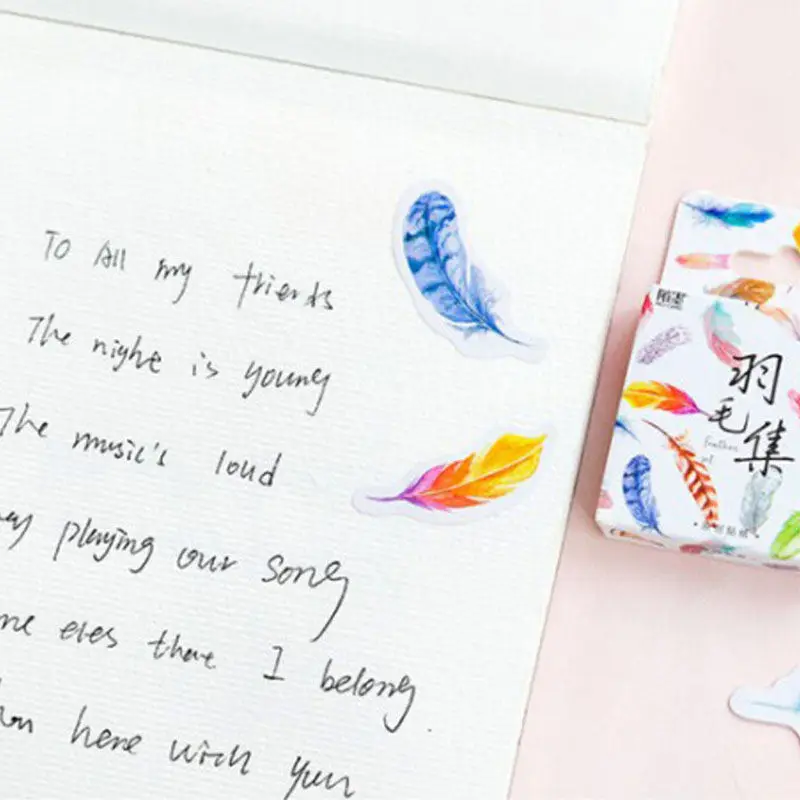 45pcs Colorful Feathers DIY Planner Diary Scarpbooking Index Lable Stickers Escolar Decoration Seal | Дом и сад