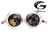 4 colors option fashion cufflinks wholesaleretail novelty functional rotatable globe design quality brass material