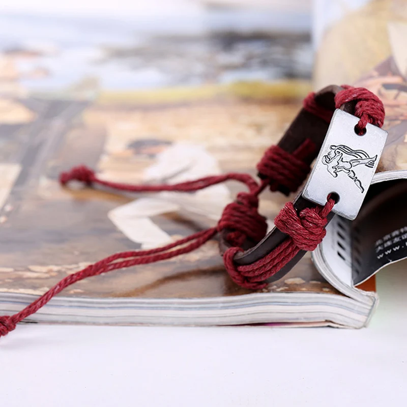 Браслет из конопляной кожи мужские созвездия Женская нить ручной работы 12 знаков