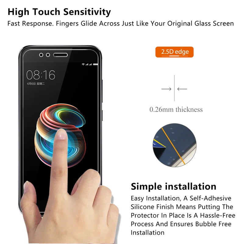 Закаленное стекло премиум класса 2.5D 0 26 мм 9H для Xiaomi Mi A1 MiA1 защита экрана 5 дюйма