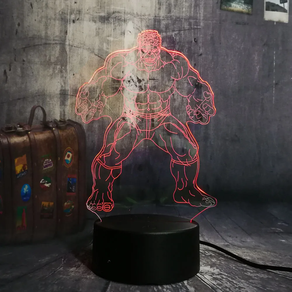 Халка по флеш-накопителей “Мстители” Прохладный Super Hero цветная(RGB) 3D светодиодный Ночной светильник Настольная лампа многоцветный RGB лампы Рождественский Декор для дома детские новинка подарок