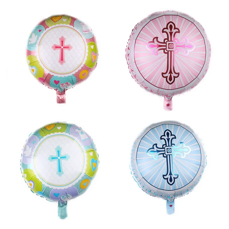18 дюймов Пасхальный крест фольги Воздушные шары розовый синий надувной гелиевый