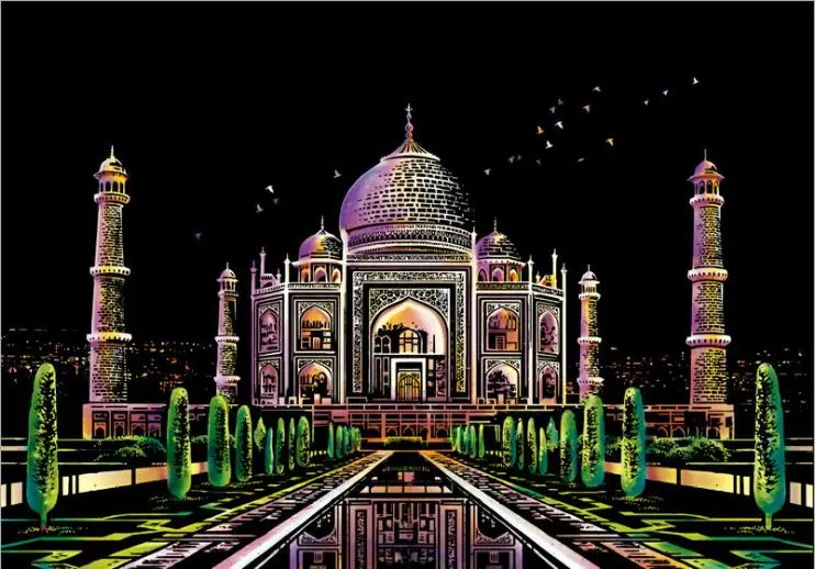Taj Mahal Скребковая живопись декоративная живопись Рисование царапин Бумажный мир фотографии с достопримечательностями дома украшения подарки на день рождения - Цвет: Taj Mahal