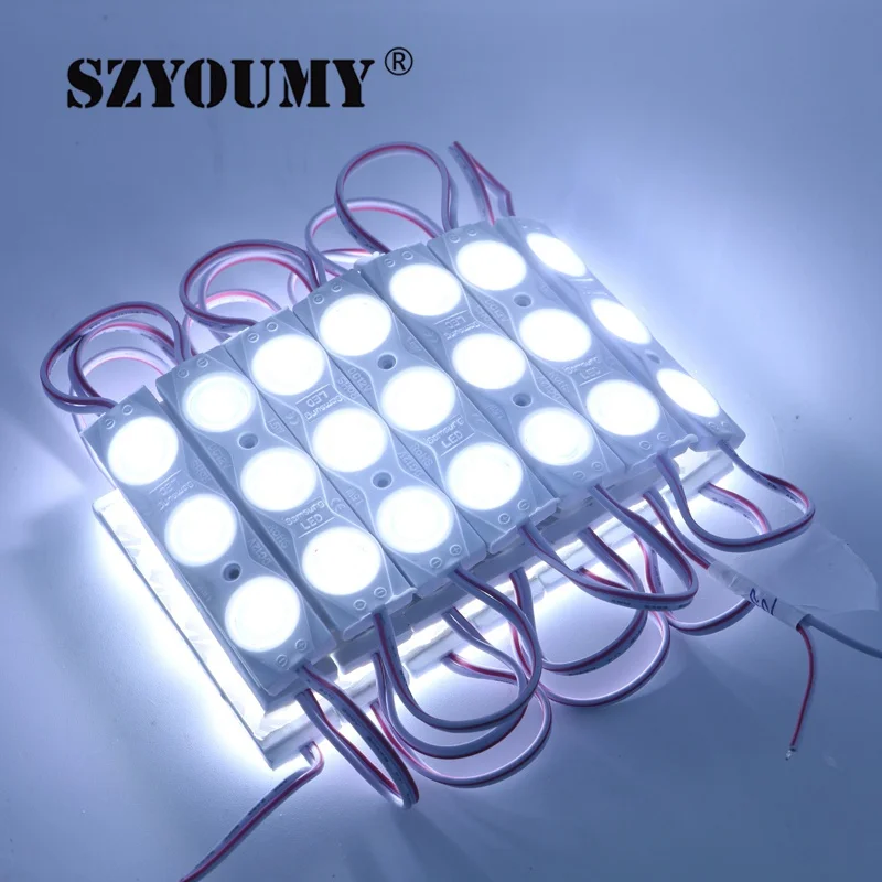 

SZYOUMY 500pcs/lot Constant Current 5730 Injection LED Module 3LED Lens 160 degree 12V 1W Advertising Light