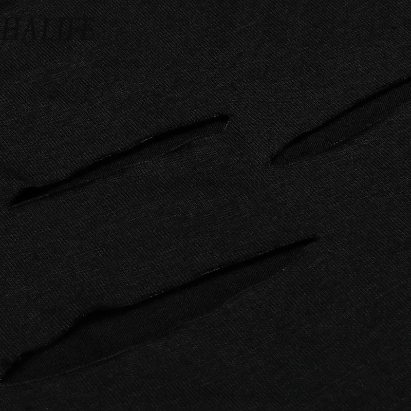 HALIFE Женская Сексуальная рваная футболка с дырками в стиле панк-рок коротким