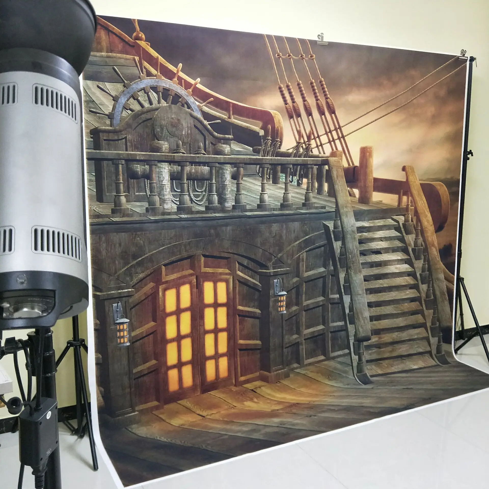 HUAYI 8x8ft бесшовные Ретро пиратский корабль фон фоны для фотосъемки в свадебном
