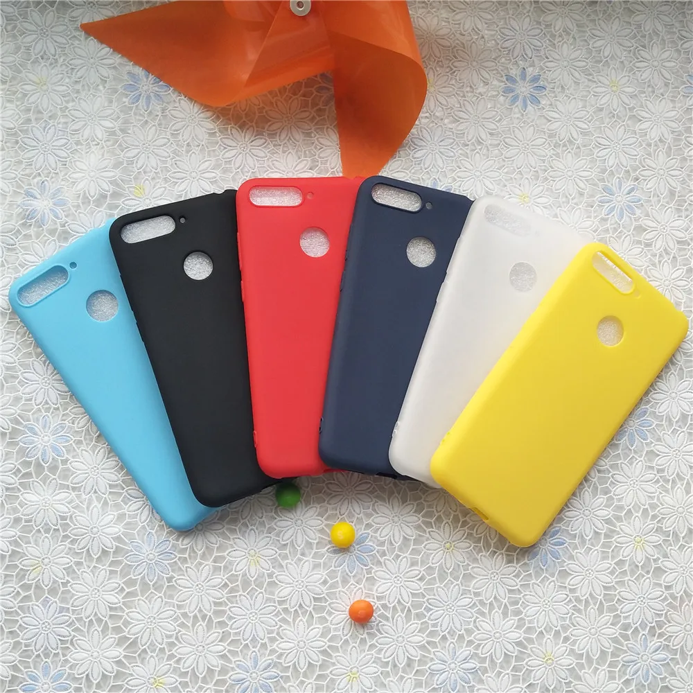Простая однотонная задняя крышка для Huawei Y6Prime 2018 Macarons Цветной силиконовый