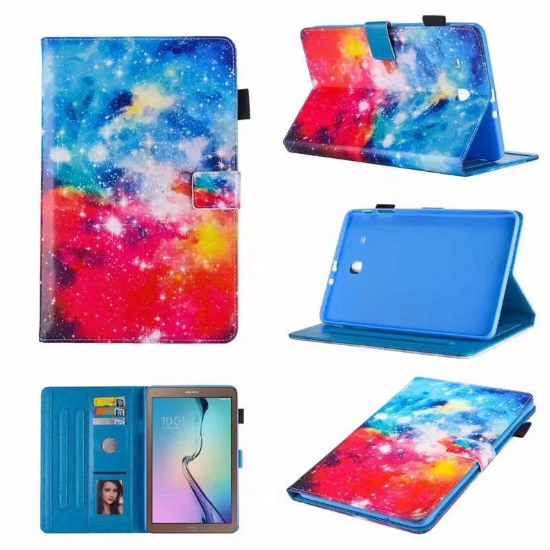 21 Чехол для планшета для Samsung Galaxy Tab E 9," SM-T560 T561 SM-T561 T560 умный чехол Funda с рисунком кота из искусственной кожи кожа+ пленка+ ручка - Цвет: 21