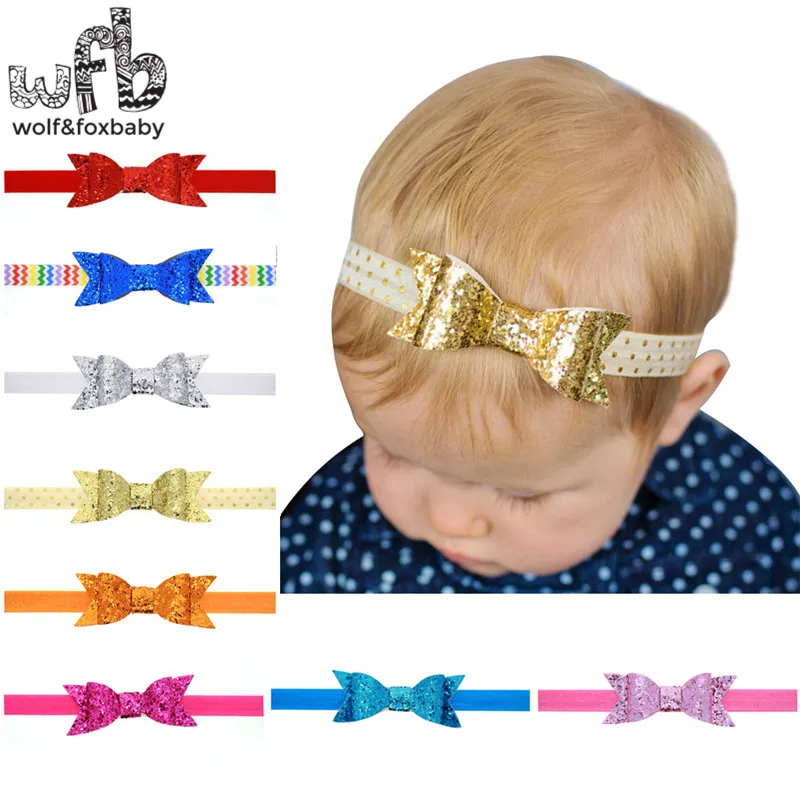 

Retail headband sequins solid color bowknot bling fashion hair accessories baby infant Kids children