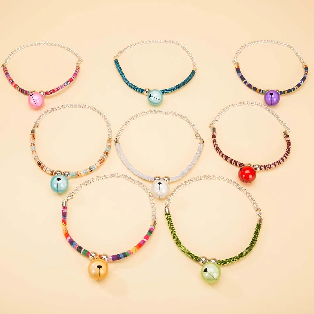 Hipdog собака Кот тканые ошейники с колокольчиками Цепочки и ожерелья Колокольчик