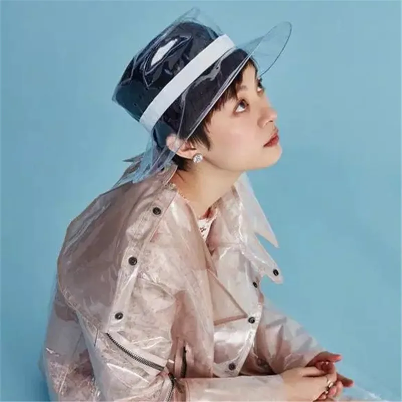 Новые прозрачные козырьки для женщин из ПВХ 2018 года модные декоративные кепки весна-лето.