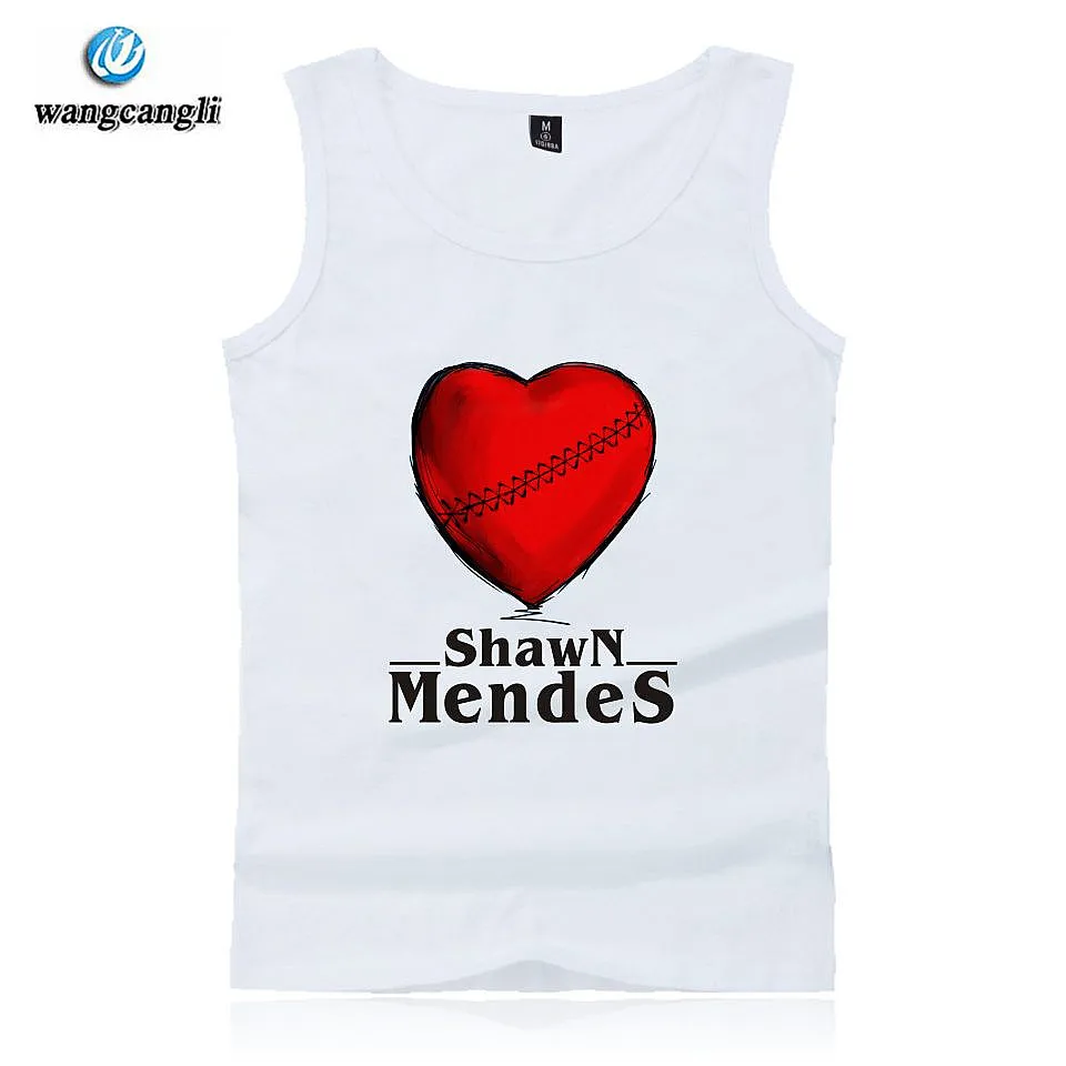 

Shawn Mendes printed Bodybuilding Tank Top hip hop Sleeveless Tshirt T shirt Fitness Tank Tops Plus Size Summer Vest