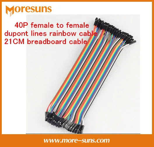 

Fast Free Ship 10pcs/lot 40P female to female dupont lines rainbow cable length 21CM breadboard cable