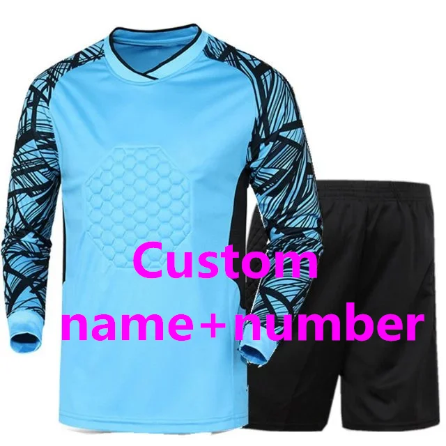 Custom name number Мужская короткая Футбольная форма вратаря набор быстросохнущая голкиперская форма с длинным рукавом костюм-униформа - Цвет: Custom name number