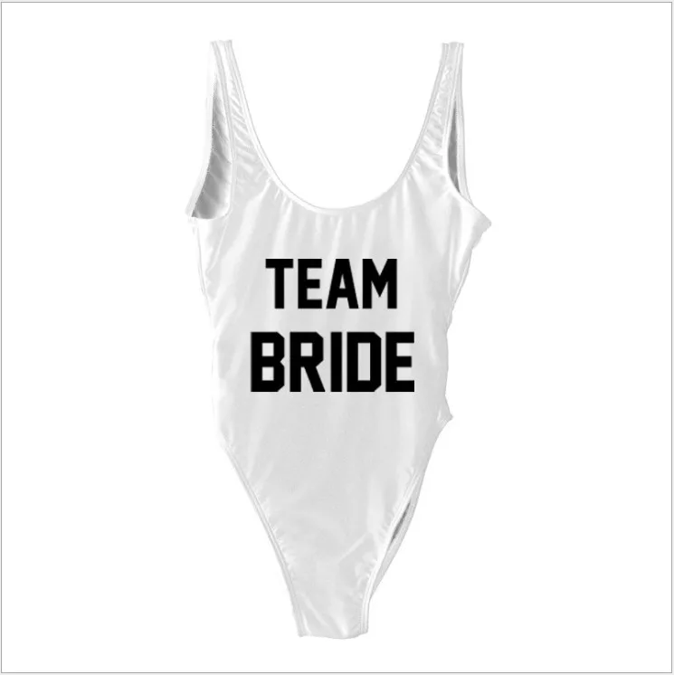 white team bride 5 шт., Свадебный купальник для невесты, подарок для невесты, команда невесты, с буквенным принтом, женский купальный костюм, вечерние костюмы холостяка - Цвет: white team bride