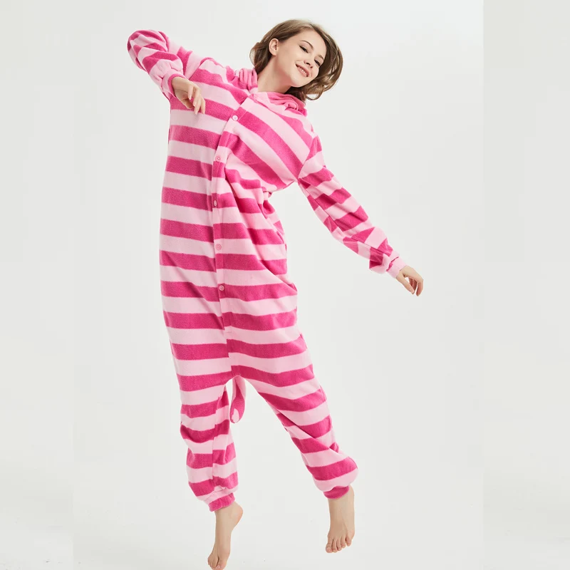 Cheshire кошка кигуруми пижамы животных для взрослых мультфильм женщин боди косплей