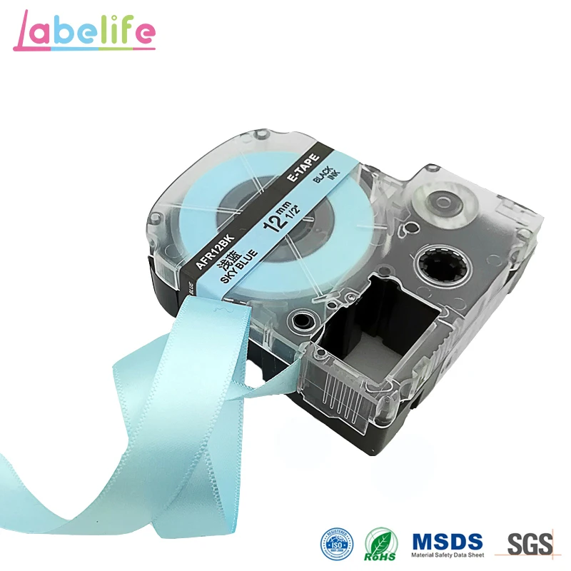 Labelife 12 мм KingJim AFR12BK черный на Небесно Голубой совместимый SFR12BK для Epson/Kingjim принтер