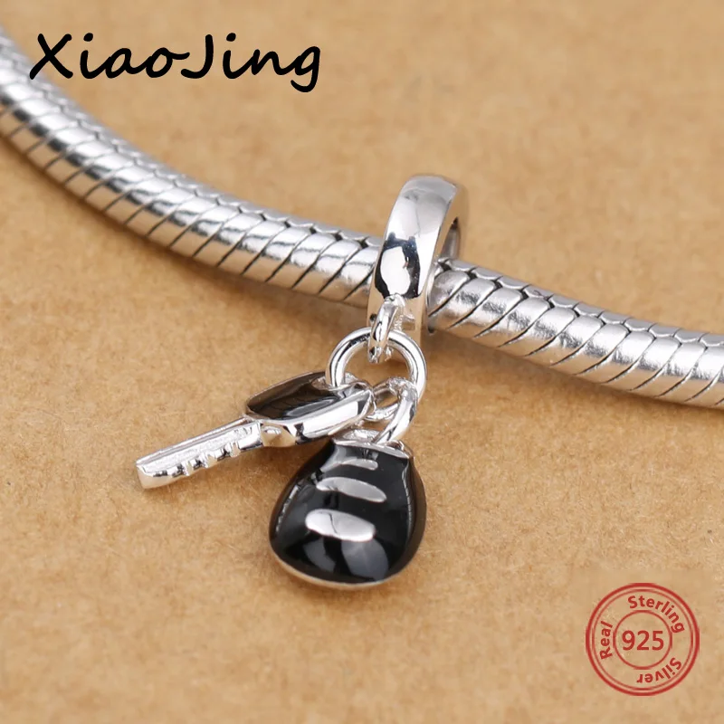 New diy design car keys with color enamel charms 925 Silver beads Fit Authentic Pandora Charm bracelet fashion jewelry making