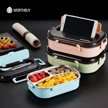 WORTHBUY японский Bento Box с отделениями 304 нержавеющая сталь Ланч-бокс для детей микроволновая печь контейнер для еды с набором посуды WORTHBUY японский Bento Box с отделениями 304 нержавеющая сталь Ланч-бокс для детей микроволновая печь контейнер для еды с набором посуды