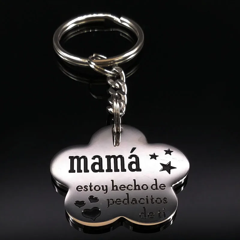 Модные Mama брелки из нержавеющей стали для женщин цветок письмо серебряный цвет Подарочный Брелок dia de la madre K77362B