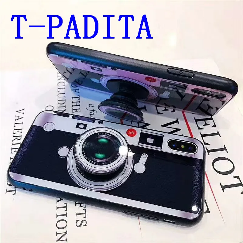 Camera model tempered glass case with Fashion Grip Stand Holder for vivo x9/x20/x21/x21/y66/y67/y75 PU and PC Cover T-PADITA OEM | Мобильные