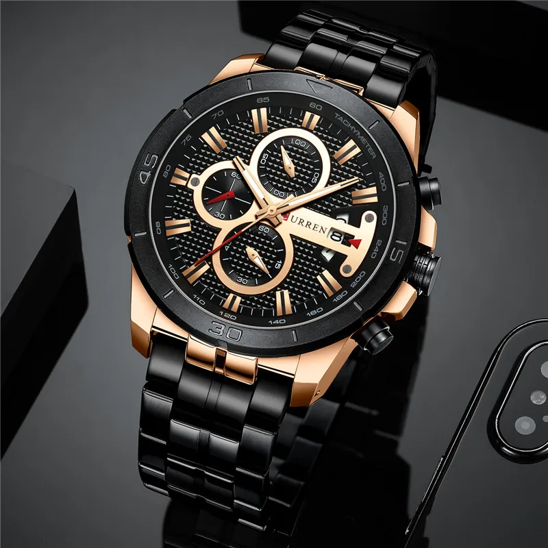 Curren Мужские часы водонепроницаемые Хронограф Спортивные Военные мужские часы лучший бренд роскошные стальные мужские наручные часы Relogio Masculino 8337