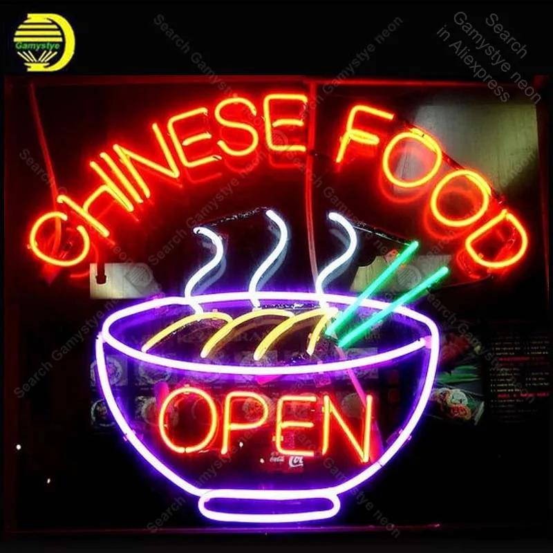 

Neon Sign for CHINESE FOOD OPEN Neon Bulb sign Noodles handcraft gifts hotel neon signboard wall lights Decor Chambre Iconic