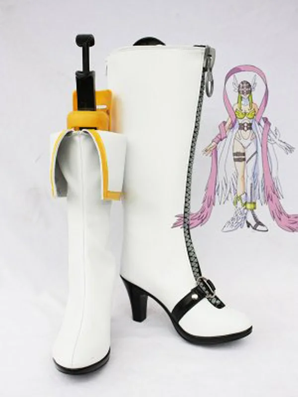 Digimon Adventure Angewomon White High Heel Cosplay Shoes Boots For Adult Women's Halloween Party Cosplay Boots Custom Made