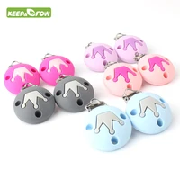 KEEP GROW 1pc Crown Pattern Pacifier Clip Silicone Teething Bead Baby Clip Accessories Clasps Toy DIY Pacifier Chain Tool 5Color