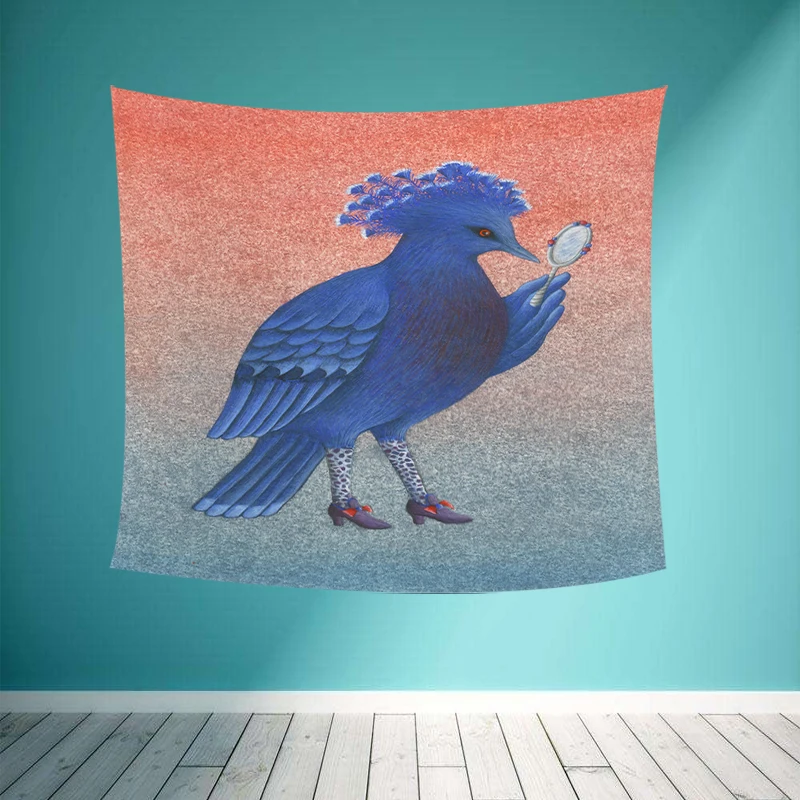 Cute Animal Fashion Show Pattern Wall Hanging Tapestry Rabbit Cat Fox Mouse Printed Children's Room Bedside Decorative Blanket. | Дом и