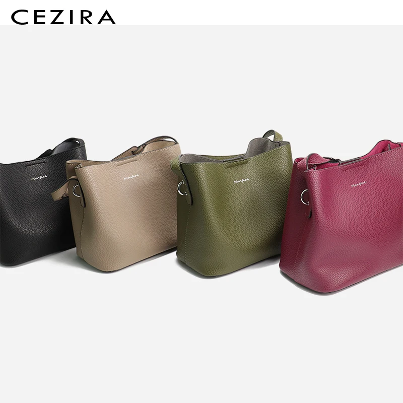 CEZIRA, женская сумка, повседневная, из Веганской кожи, Хобо, женская сумка-мешок, высокое качество, из искусственной кожи, сумки на плечо, через плечо, композитная сумка на молнии
