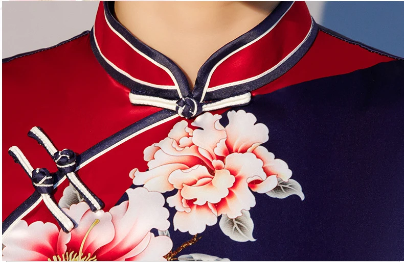 

Plus Size Long Cheongsam Vintage Chinese style Dress 2019 Fashion Womens Rayon Qipao Slim Party Dresses Button Vestido S-4XL