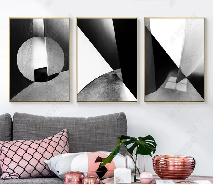 

Modern Geometric Element Black and White Abstract Canvas Paintings Wall Art Pictures Posters Prints Living Room Home Decor