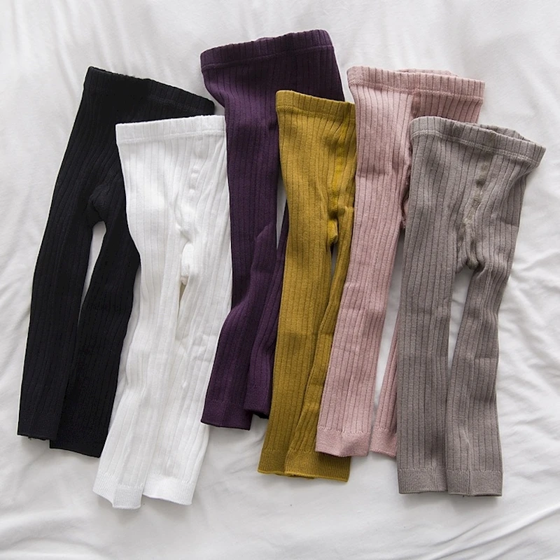 Для девочек в рубчик детские для малышей ребра хлопковые леггинсы полоску